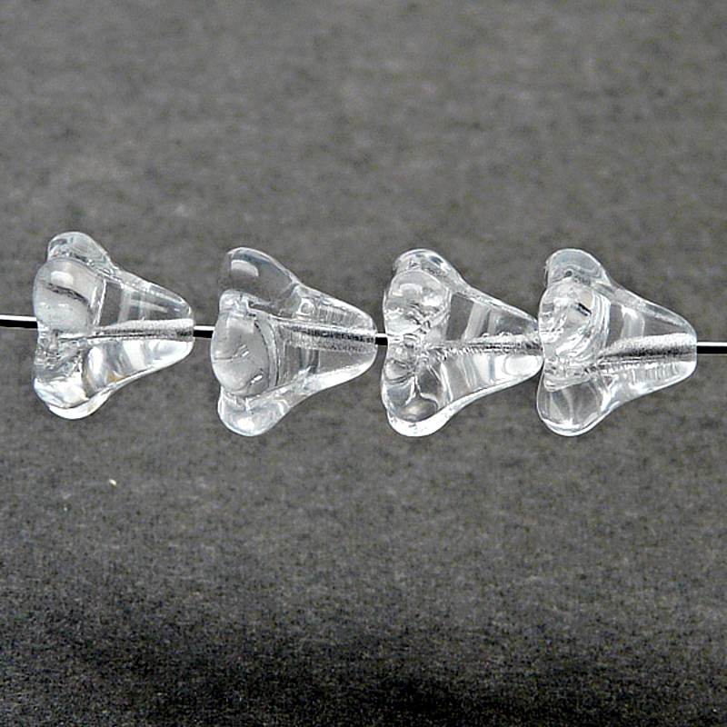 10pcs Czech Pressed Glass Bell Flowers Beads 11x13mm Crystal