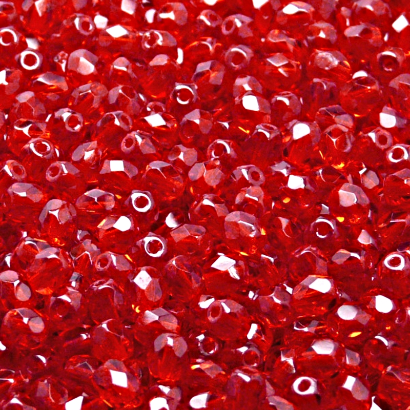 100pcs Czech Fire Polished Faceted Glass Beads Round 4mm Ruby