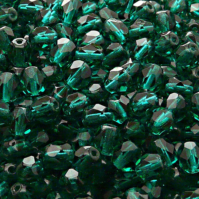 50pcs Czech Fire Polished Faceted Glass Beads Round 6mm Emerald