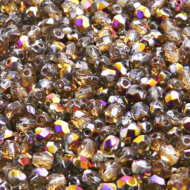 100pcs Czech Fire Polished Faceted Glass Beads Round 4mm Black Diamond Sliperit