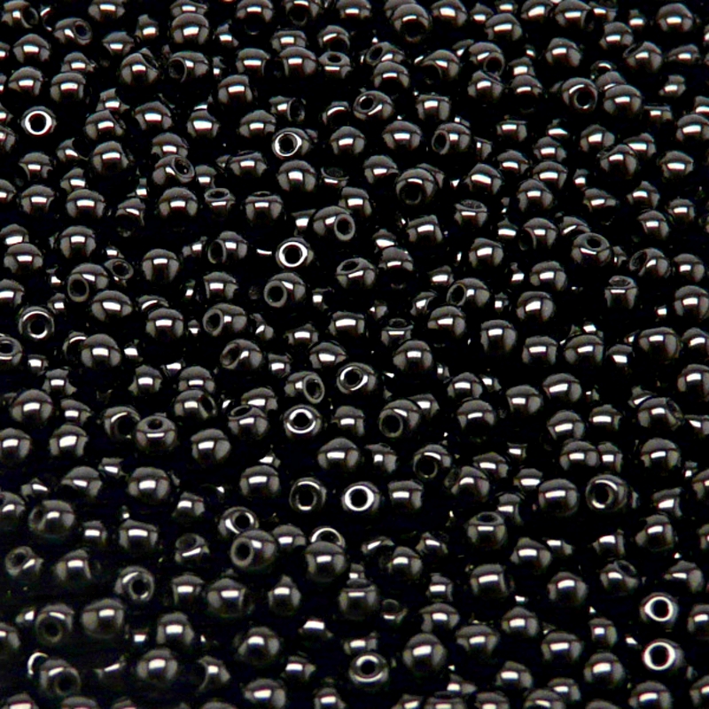 200pcs Czech Pressed Glass Round Beads 3mm Jet