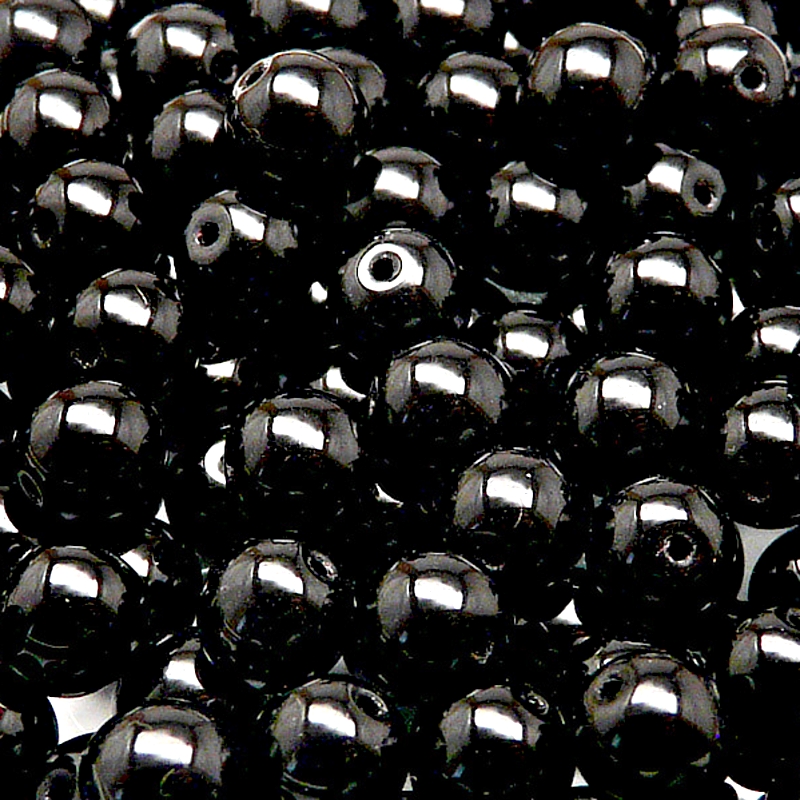40pcs Czech Pressed Glass Round Beads 8mm Jet
