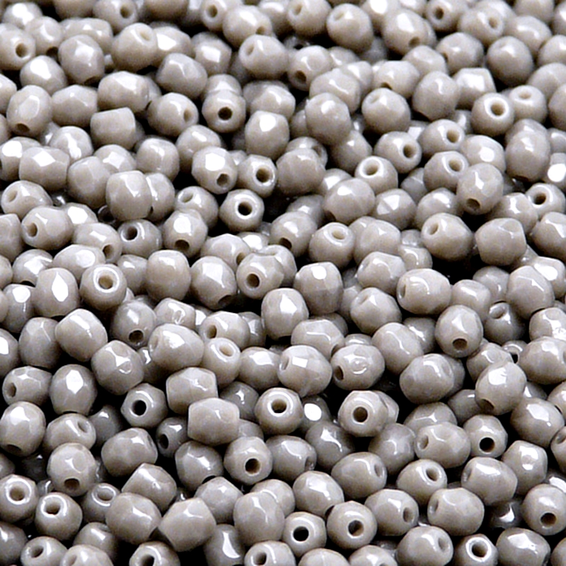 100pcs Czech Fire Polished Faceted Glass Beads Round 3mm Opaque Gray