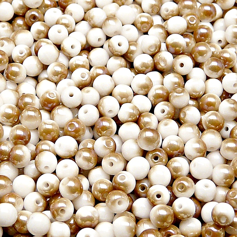 100pcs Czech Pressed Glass Round Beads 4mm Opaque Chalk White Celsian
