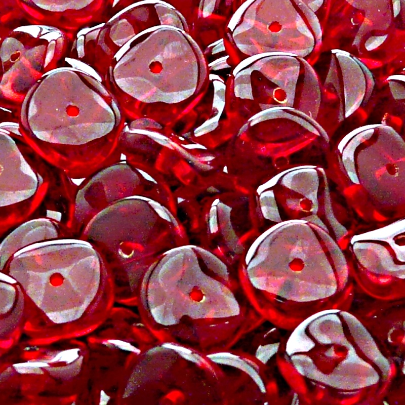10pcs Czech Pressed Glass Flat Ripple Round Beads 12mm Ruby