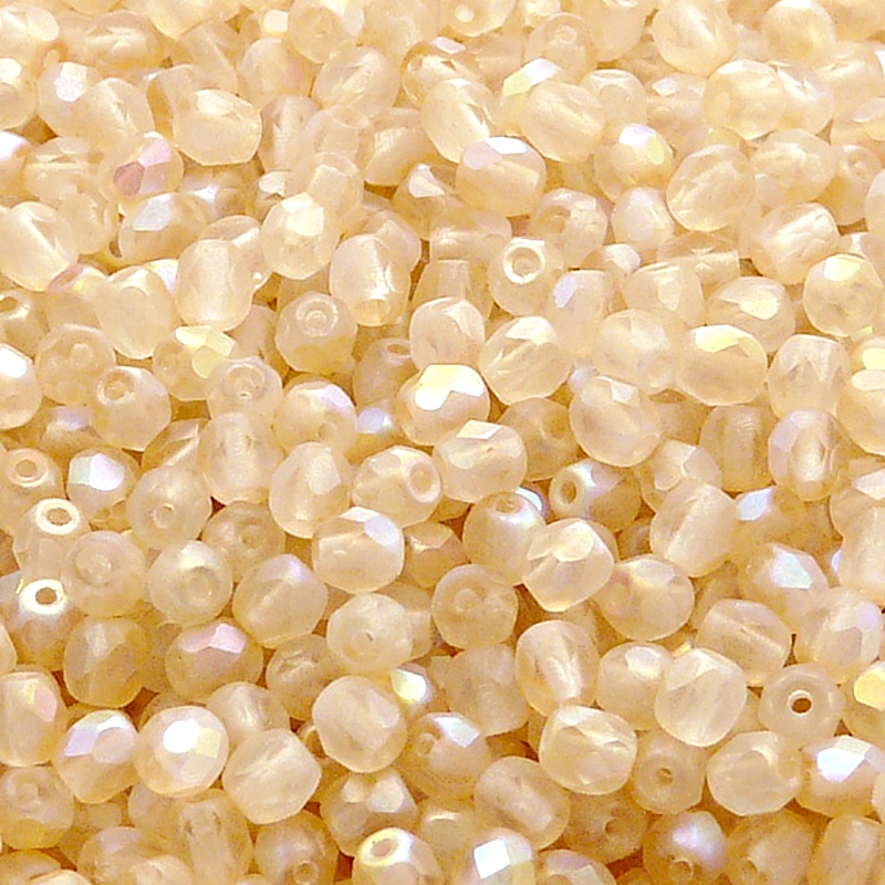 100pcs Czech Fire Polished Faceted Glass Beads Round 4mm Crystal Yellow Rainbow Matte