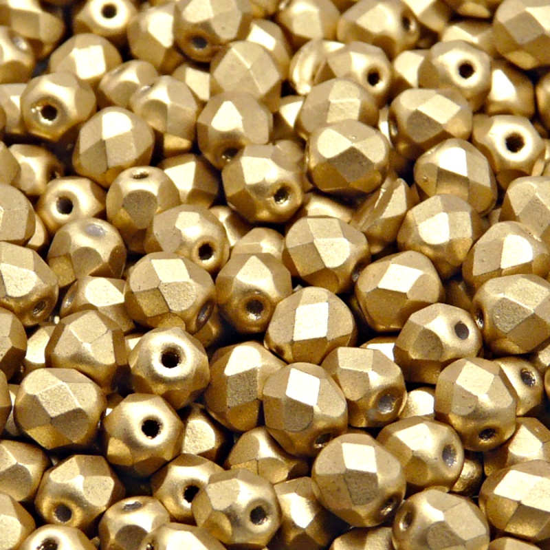 50pcs Czech Fire Polished Faceted Glass Beads Round 6mm Crystal Bronze Pale Gold Matte