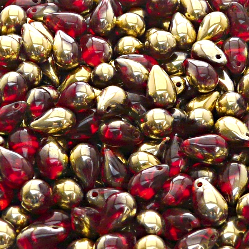 30pcs Czech Pressed Glass Teardrop Beads 6x9mm Ruby Amber