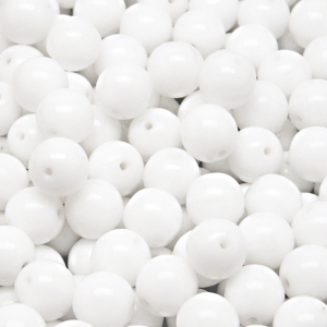 40pcs Czech Pressed Glass Round Beads 8mm Chalk White
