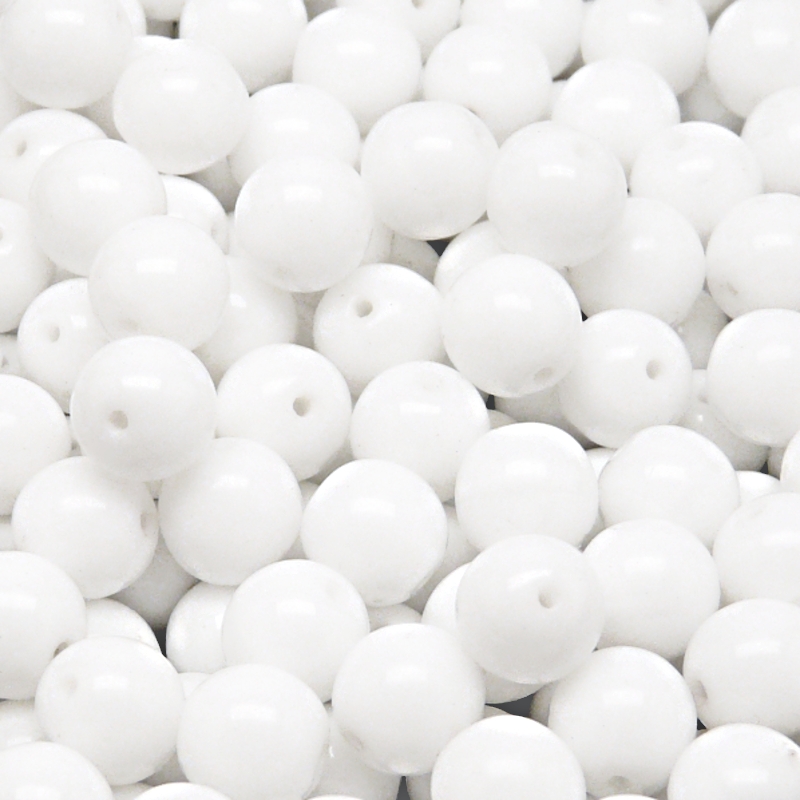 40pcs Czech Pressed Glass Round Beads 8mm Chalk White
