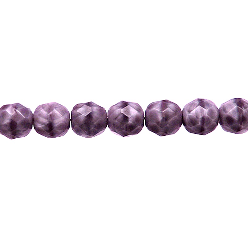 25pcs Czech Fire Polished Faceted Glass Beads Round 8mm Violet Striped Moonlight (26016)