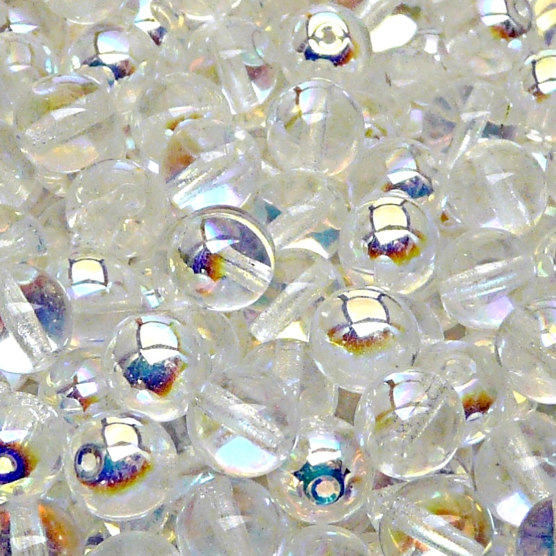 25pcs Czech Pressed Glass Round Beads 8mm Crystal AB