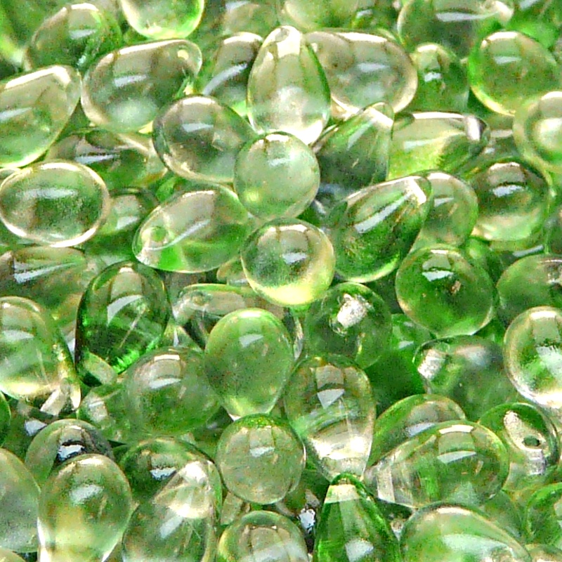30pcs Czech Pressed Glass Teardrop Beads 6x9mm Crystal Green Blue Two Tone Color Luster Coating