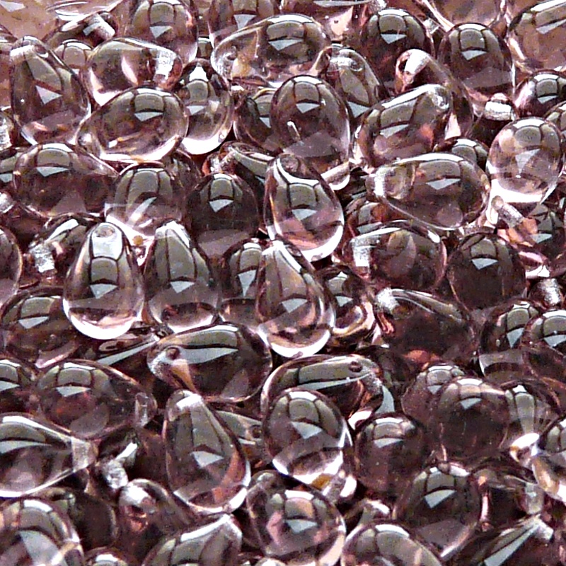 30pcs Czech Pressed Glass Teardrop Beads 6x9mm Light Amethyst