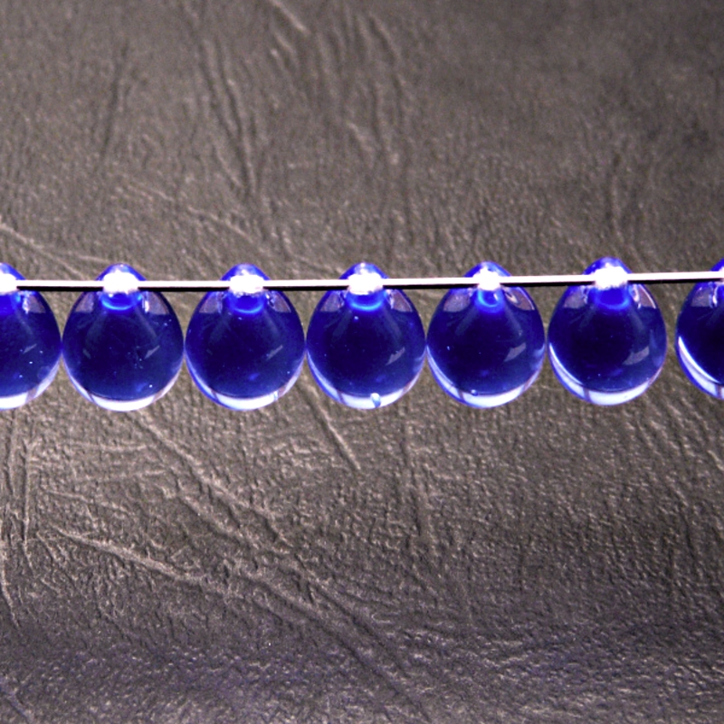 10pcs Czech Pressed Glass Teardrop Beads 10x14mm Montana Sapphire Matte