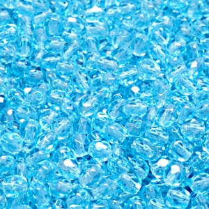 100pcs Czech Fire Polished Faceted Glass Beads Round 4mm Light Aquamarine